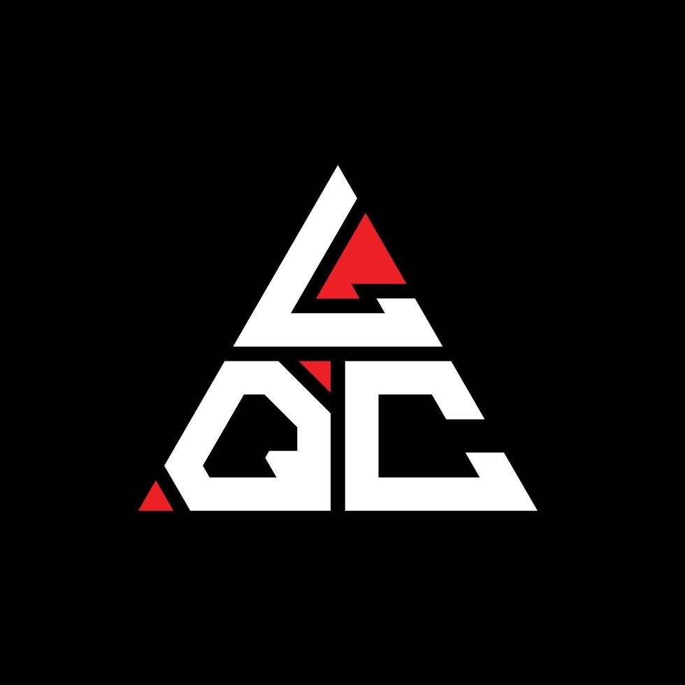 LQC triangle letter logo design with triangle shape. LQC triangle logo design monogram. LQC triangle vector logo template with red color. LQC triangular logo Simple, Elegant, and Luxurious Logo.