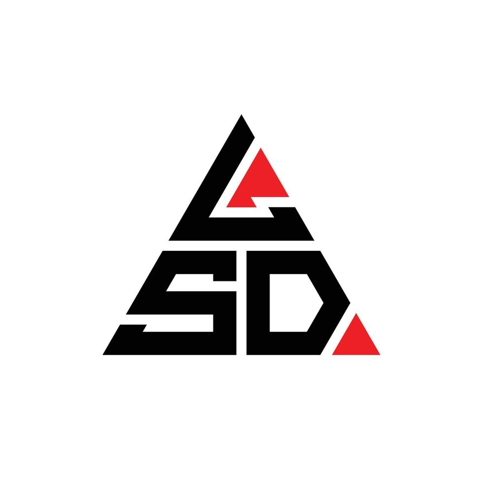 LSD triangle letter logo design with triangle shape. LSD triangle logo design monogram. LSD triangle vector logo template with red color. LSD triangular logo Simple, Elegant, and Luxurious Logo.