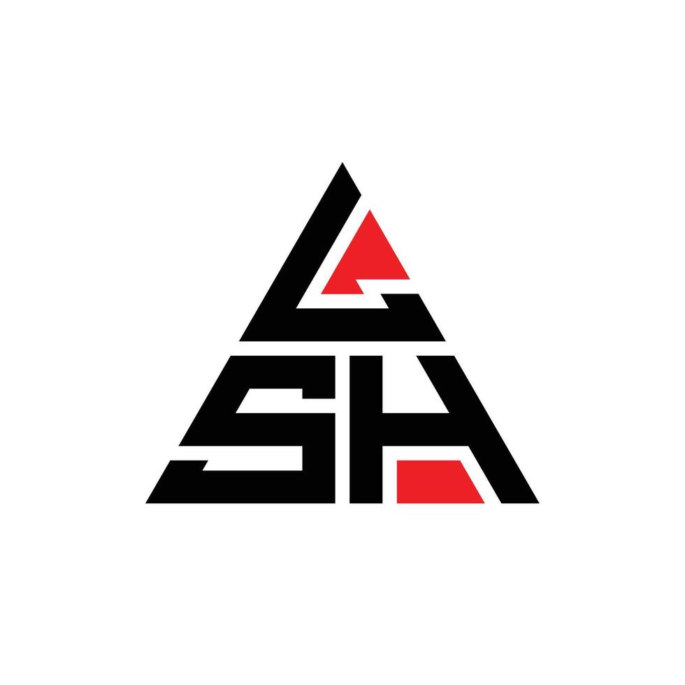 Diseño de logotipo de letra triangular lsh con forma de triángulo. Monograma de diseño de logotipo de triángulo lsh. Plantilla de logotipo de vector de triángulo lsh con color rojo. logotipo triangular lsh logotipo simple, elegante y lujoso.