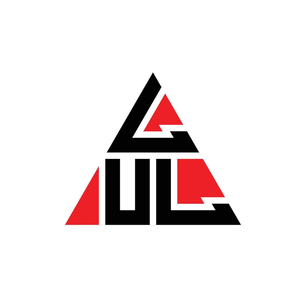 LUL triangle letter logo design with triangle shape. LUL triangle logo design monogram. LUL triangle vector logo template with red color. LUL triangular logo Simple, Elegant, and Luxurious Logo.