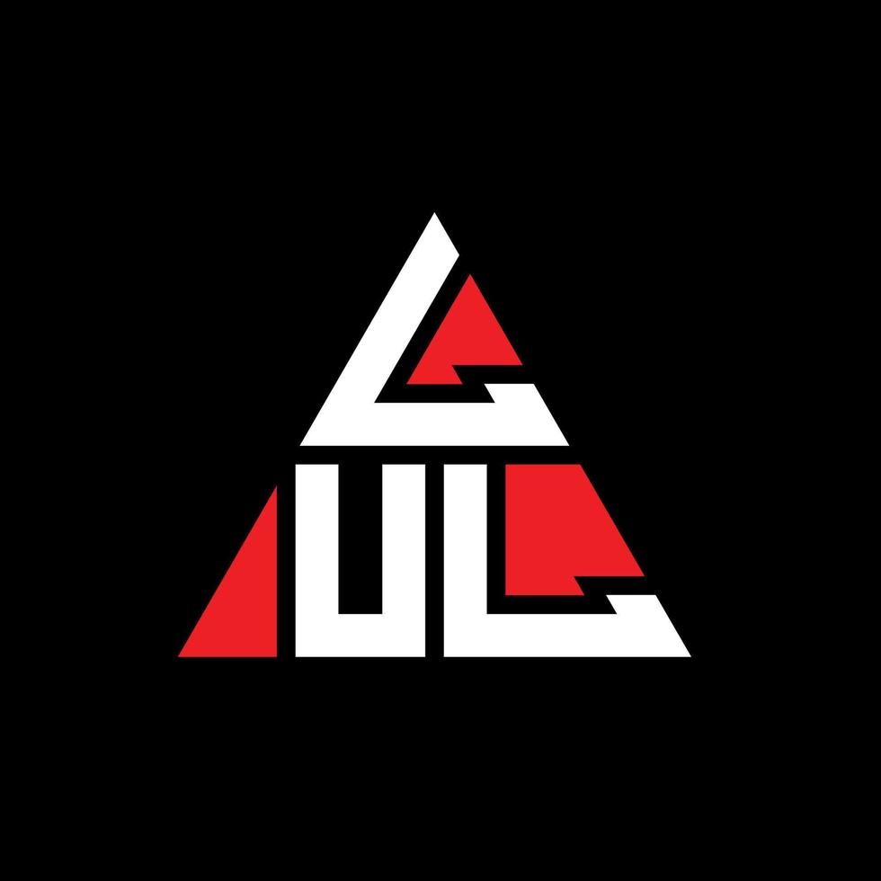LUL triangle letter logo design with triangle shape. LUL triangle logo design monogram. LUL triangle vector logo template with red color. LUL triangular logo Simple, Elegant, and Luxurious Logo.