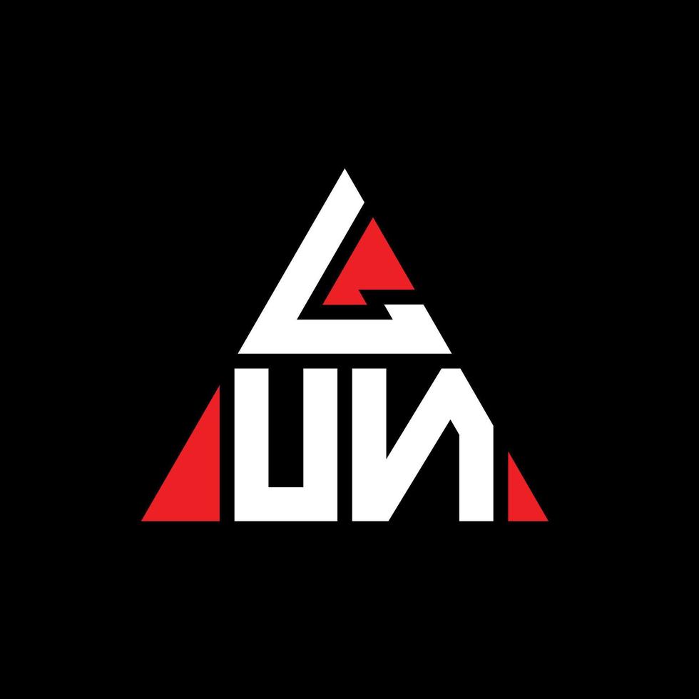 lun diseño de logotipo de letra triangular con forma de triángulo. monograma de diseño de logotipo de triángulo lun. plantilla de logotipo de vector de triángulo lun con color rojo. logotipo triangular lun logotipo simple, elegante y lujoso.