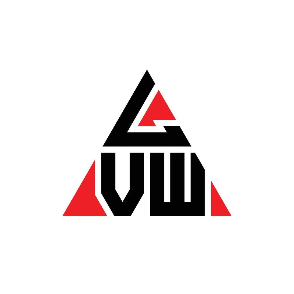 LVW triangle letter logo design with triangle shape. LVW triangle logo design monogram. LVW triangle vector logo template with red color. LVW triangular logo Simple, Elegant, and Luxurious Logo.