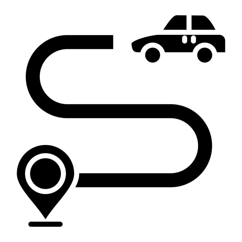 Driving Route Glyph Icon vector