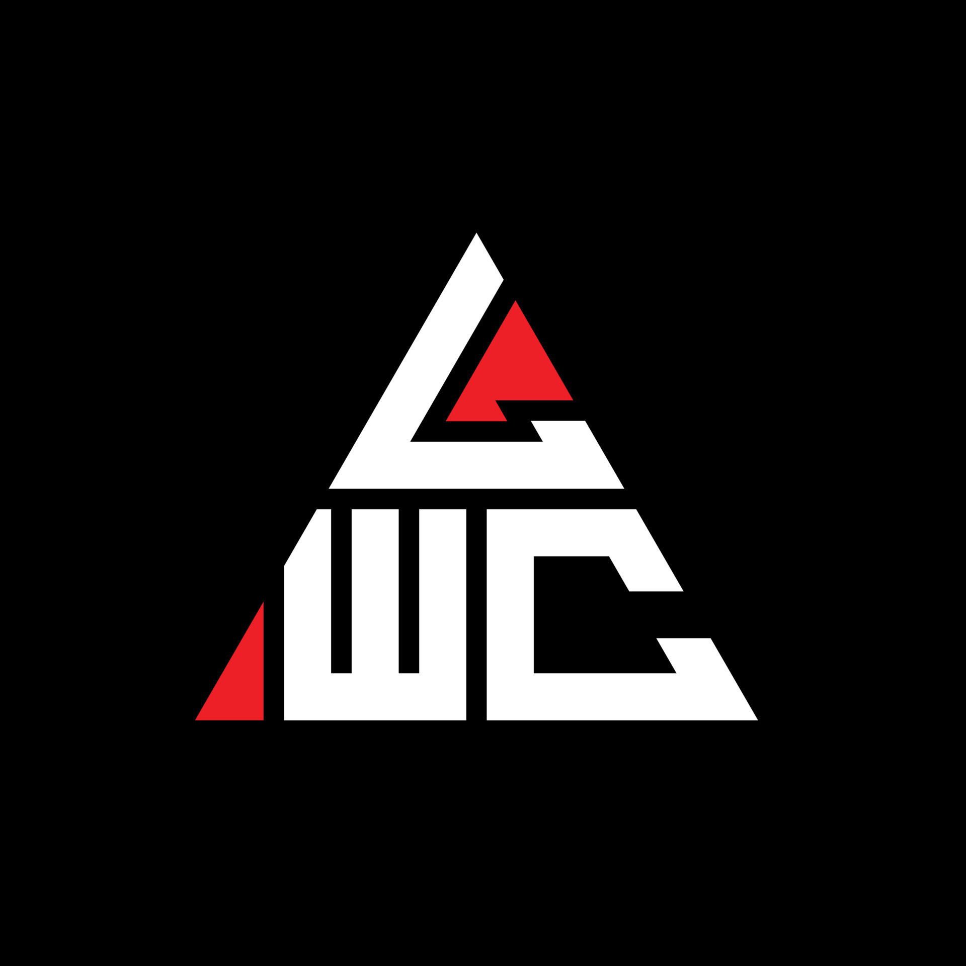 LWC triangle letter logo design with triangle shape LWC triangle logo