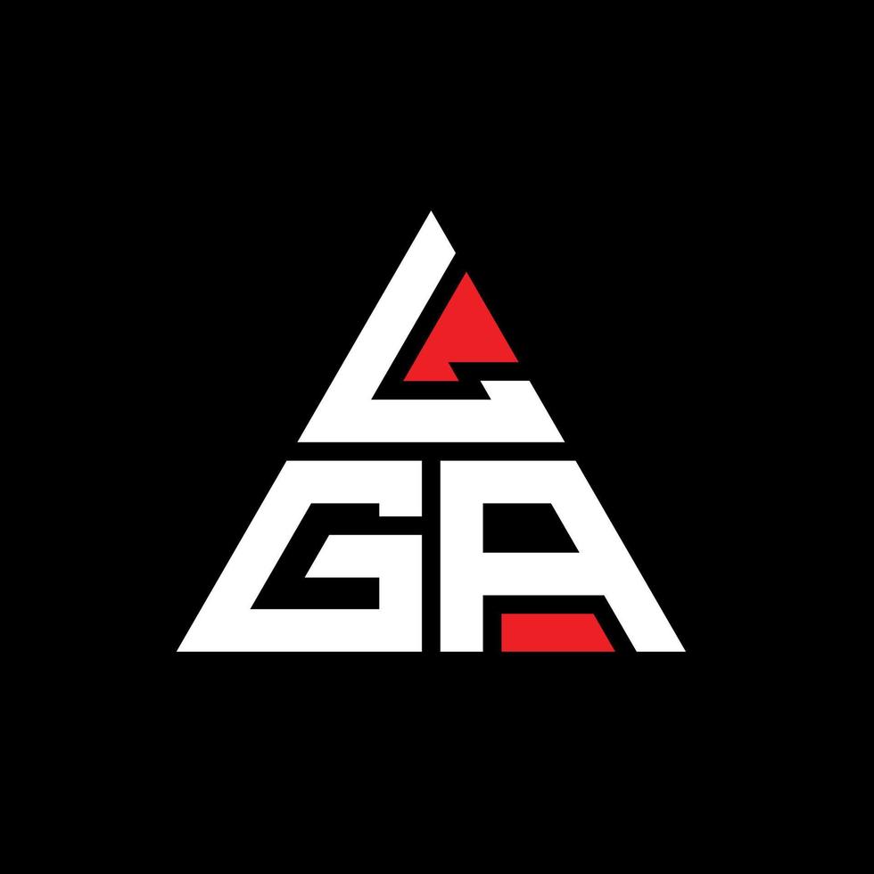 LGA triangle letter logo design with triangle shape. LGA triangle logo design monogram. LGA triangle vector logo template with red color. LGA triangular logo Simple, Elegant, and Luxurious Logo.