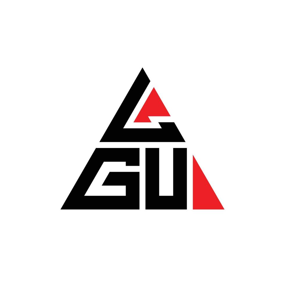 LGU triangle letter logo design with triangle shape. LGU triangle logo design monogram. LGU triangle vector logo template with red color. LGU triangular logo Simple, Elegant, and Luxurious Logo.