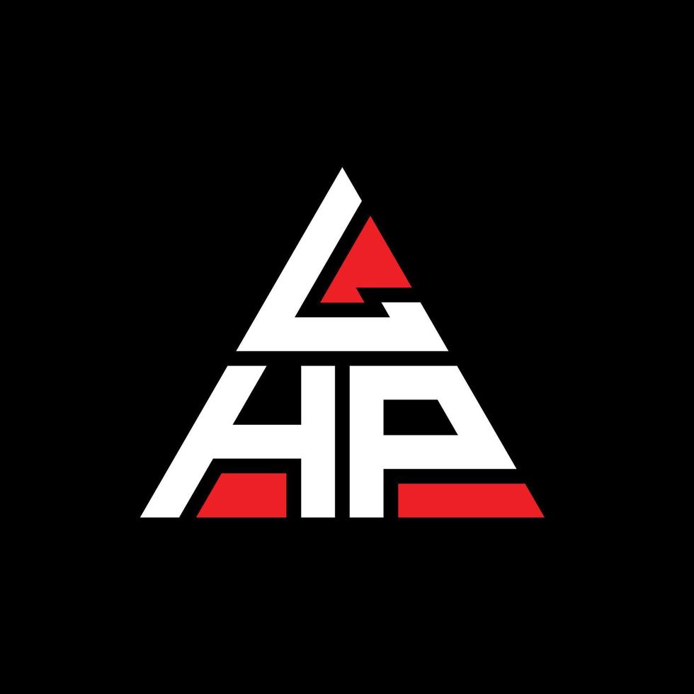 LHP triangle letter logo design with triangle shape. LHP triangle logo design monogram. LHP triangle vector logo template with red color. LHP triangular logo Simple, Elegant, and Luxurious Logo.