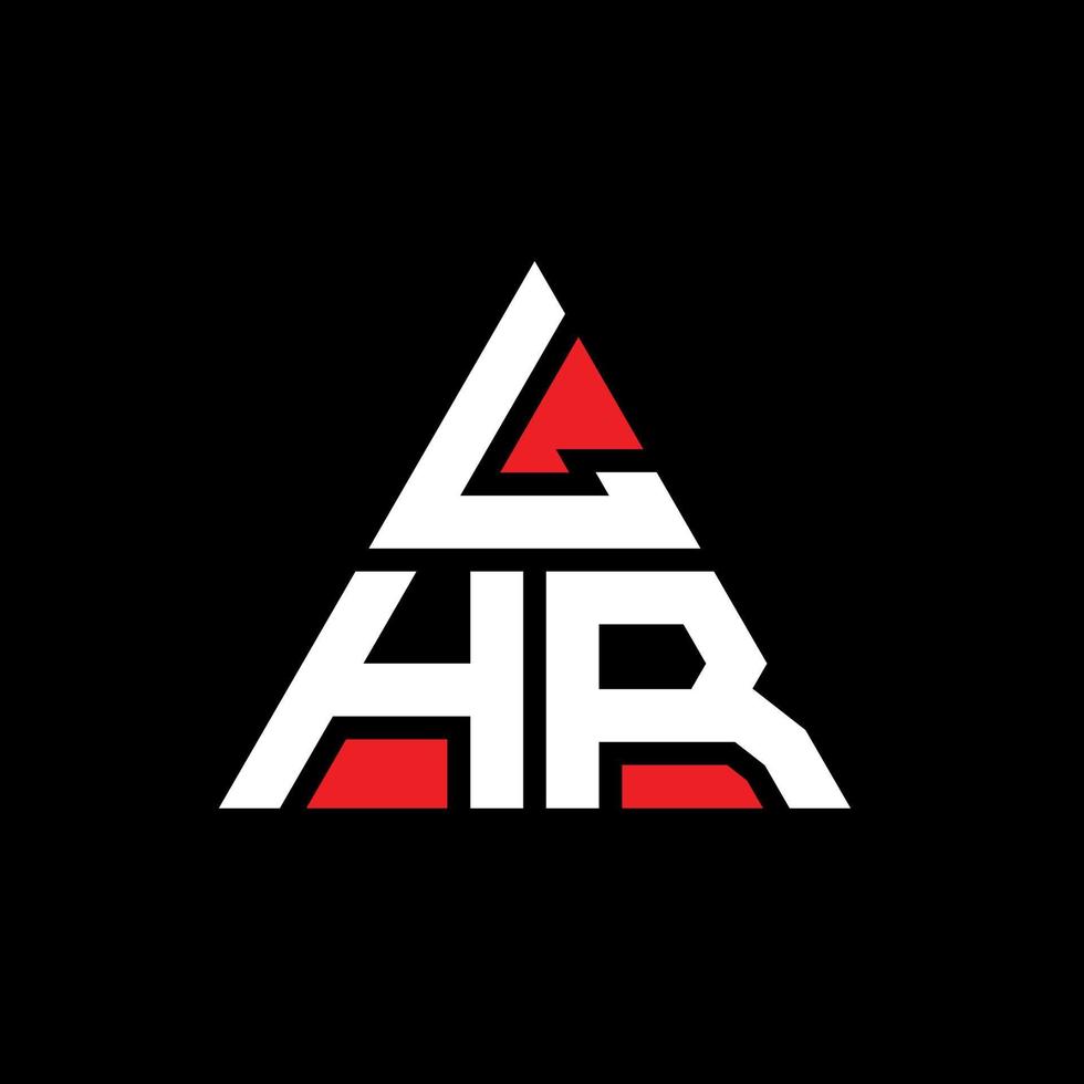 LHR triangle letter logo design with triangle shape. LHR triangle logo design monogram. LHR triangle vector logo template with red color. LHR triangular logo Simple, Elegant, and Luxurious Logo.