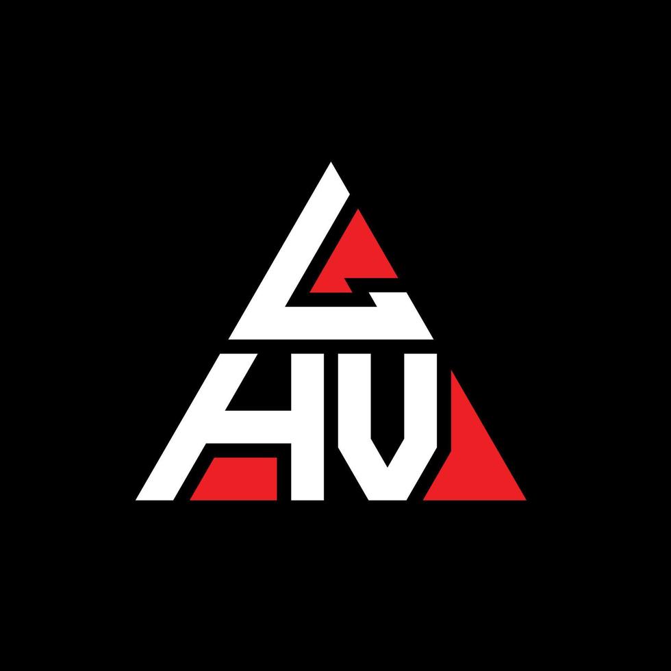 LHV triangle letter logo design with triangle shape. LHV triangle logo design monogram. LHV triangle vector logo template with red color. LHV triangular logo Simple, Elegant, and Luxurious Logo.