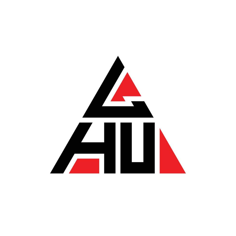 LHU triangle letter logo design with triangle shape. LHU triangle logo design monogram. LHU triangle vector logo template with red color. LHU triangular logo Simple, Elegant, and Luxurious Logo.