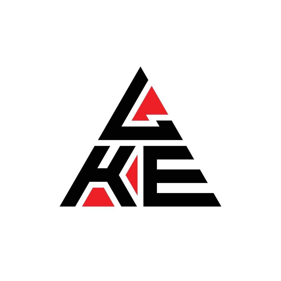 LKE triangle letter logo design with triangle shape. LKE triangle logo design monogram. LKE triangle vector logo template with red color. LKE triangular logo Simple, Elegant, and Luxurious Logo.