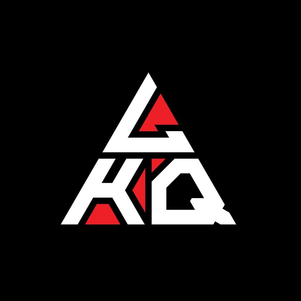 LKQ triangle letter logo design with triangle shape. LKQ triangle logo design monogram. LKQ triangle vector logo template with red color. LKQ triangular logo Simple, Elegant, and Luxurious Logo.
