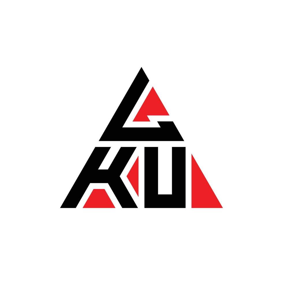 LKU triangle letter logo design with triangle shape. LKU triangle logo design monogram. LKU triangle vector logo template with red color. LKU triangular logo Simple, Elegant, and Luxurious Logo.