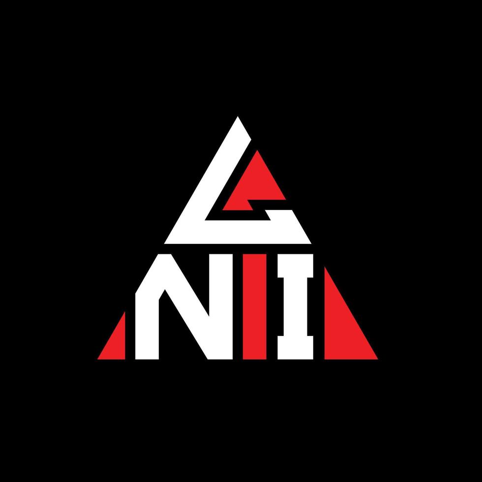 LNI triangle letter logo design with triangle shape. LNI triangle logo design monogram. LNI triangle vector logo template with red color. LNI triangular logo Simple, Elegant, and Luxurious Logo.