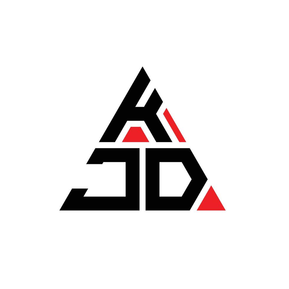 diseño de logotipo de letra triangular kjd con forma de triángulo. monograma de diseño del logotipo del triángulo kjd. plantilla de logotipo de vector de triángulo kjd con color rojo. logo triangular kjd logo simple, elegante y lujoso.