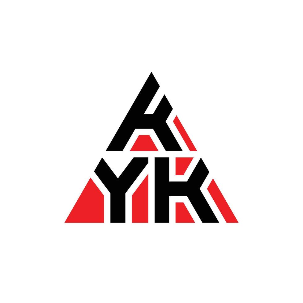 diseño de logotipo de letra triangular kyk con forma de triángulo. monograma de diseño del logotipo del triángulo kyk. plantilla de logotipo de vector de triángulo kyk con color rojo. logotipo triangular kyk logotipo simple, elegante y lujoso.