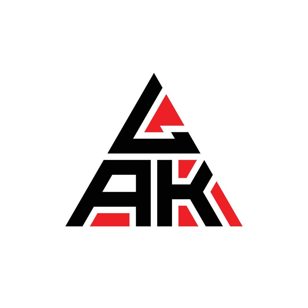 diseño de logotipo de letra triangular lak con forma de triángulo. monograma de diseño del logotipo del triángulo lak. plantilla de logotipo de vector de triángulo lak con color rojo. logotipo triangular lak logotipo simple, elegante y lujoso.