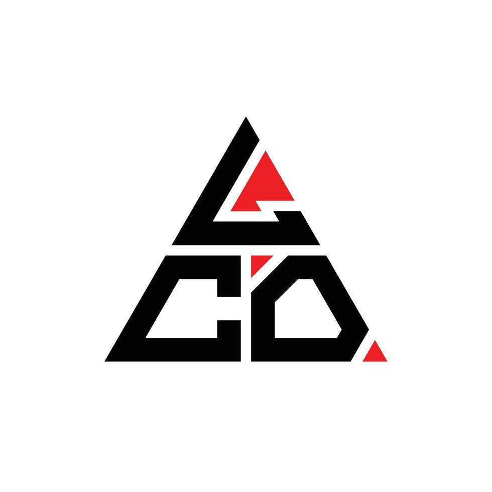 diseño de logotipo de letra triangular lco con forma de triángulo. monograma de diseño de logotipo de triángulo lco. plantilla de logotipo de vector de triángulo lco con color rojo. logotipo triangular lco logotipo simple, elegante y lujoso.
