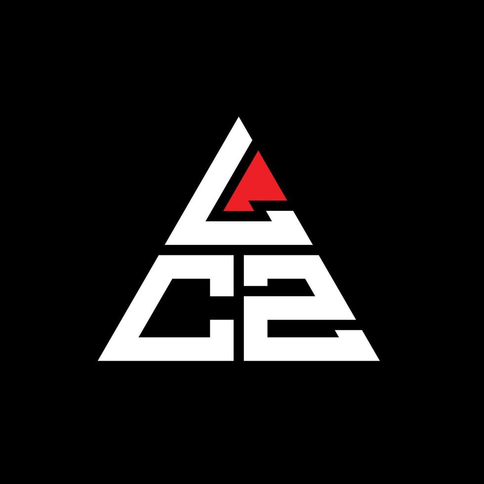LCZ triangle letter logo design with triangle shape. LCZ triangle logo design monogram. LCZ triangle vector logo template with red color. LCZ triangular logo Simple, Elegant, and Luxurious Logo.