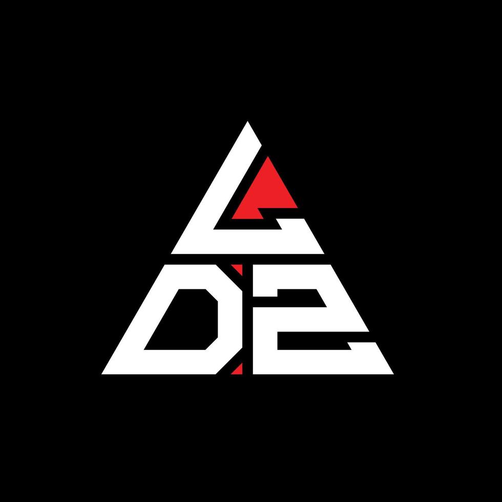 LDZ triangle letter logo design with triangle shape. LDZ triangle logo design monogram. LDZ triangle vector logo template with red color. LDZ triangular logo Simple, Elegant, and Luxurious Logo.