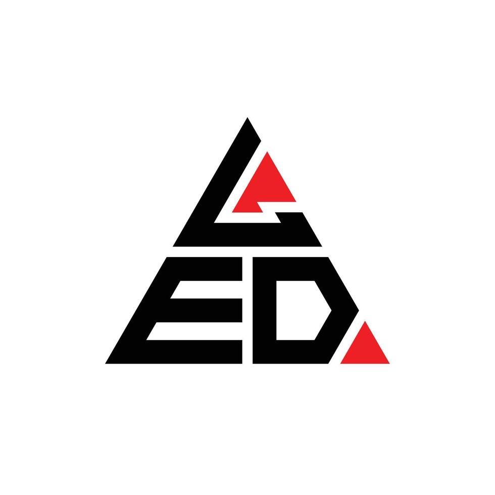 diseño de logotipo de letra de triángulo led con forma de triángulo. monograma de diseño de logotipo de triángulo led. plantilla de logotipo de vector de triángulo led con color rojo. logotipo triangular led logotipo simple, elegante y lujoso.