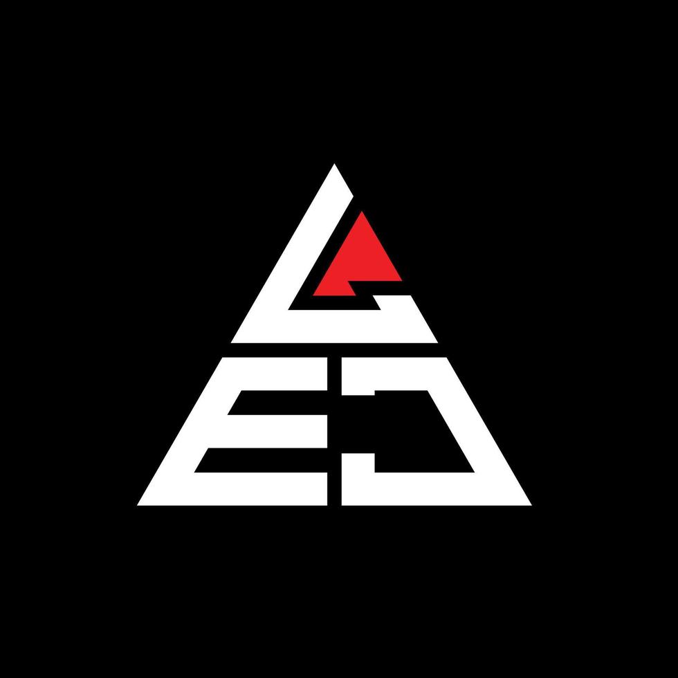 LEJ triangle letter logo design with triangle shape. LEJ triangle logo design monogram. LEJ triangle vector logo template with red color. LEJ triangular logo Simple, Elegant, and Luxurious Logo.