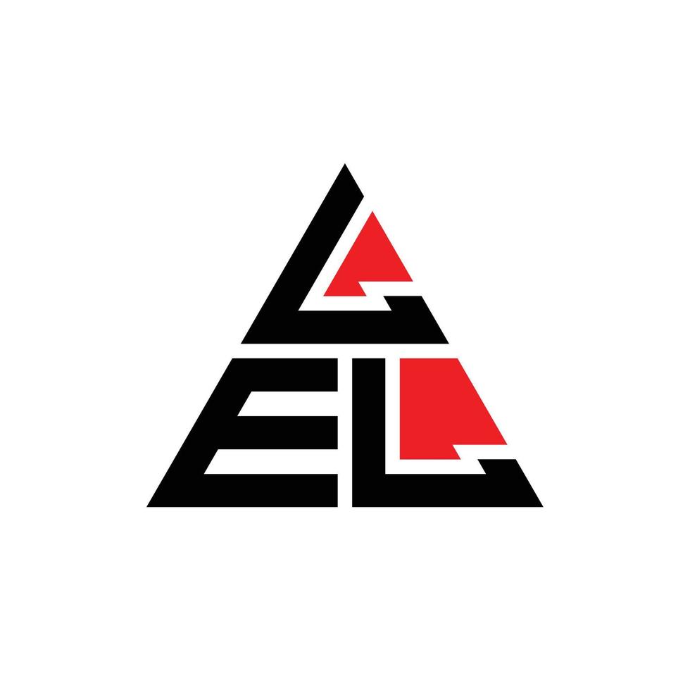 LEL triangle letter logo design with triangle shape. LEL triangle logo design monogram. LEL triangle vector logo template with red color. LEL triangular logo Simple, Elegant, and Luxurious Logo.
