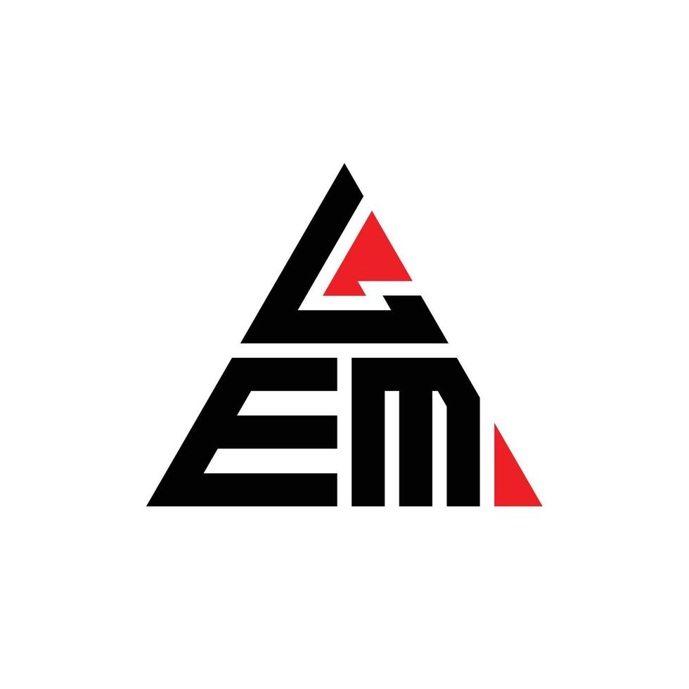 LEM triangle letter logo design with triangle shape. LEM triangle logo design monogram. LEM triangle vector logo template with red color. LEM triangular logo Simple, Elegant, and Luxurious Logo.