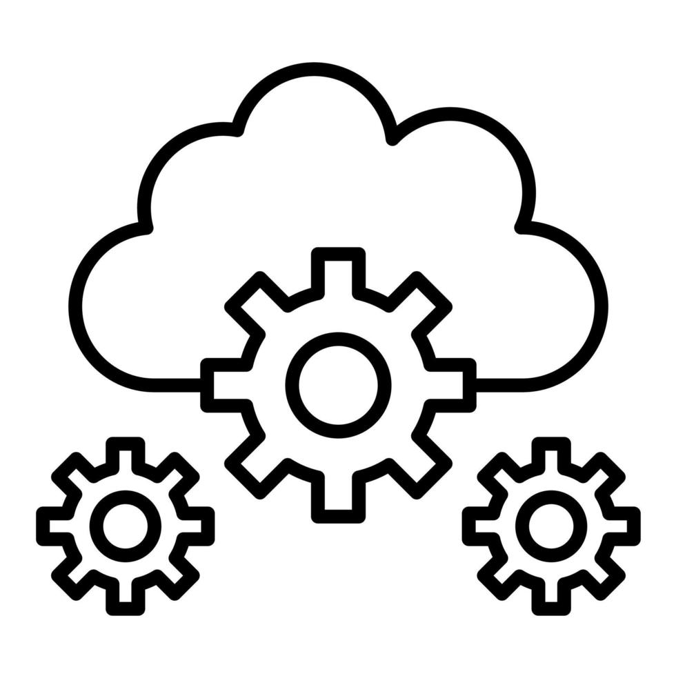 icono de línea de configuración de nube vector