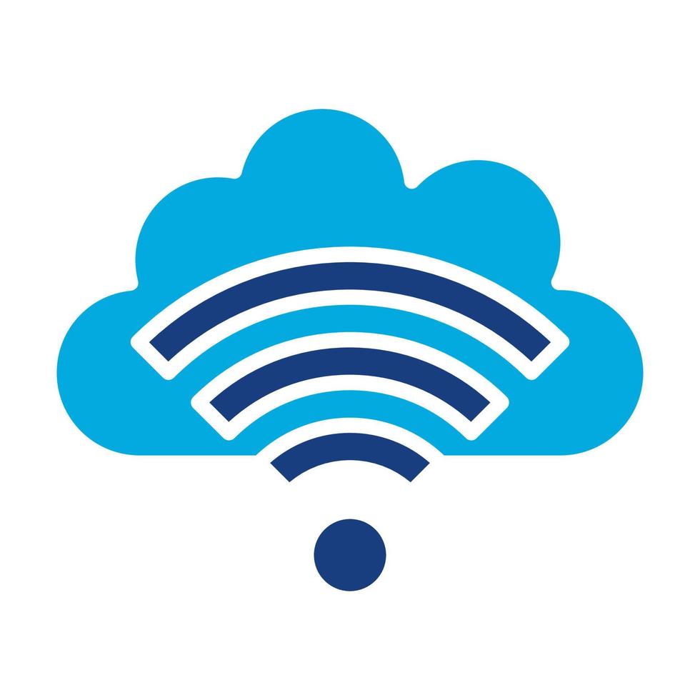 Cloud Wifi Glyph Two Color Icon vector