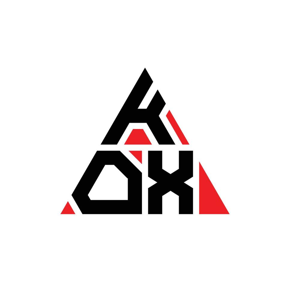 diseño de logotipo de letra triangular kox con forma de triángulo. monograma de diseño del logotipo del triángulo kox. plantilla de logotipo de vector de triángulo kox con color rojo. logo triangular kox logo simple, elegante y lujoso.