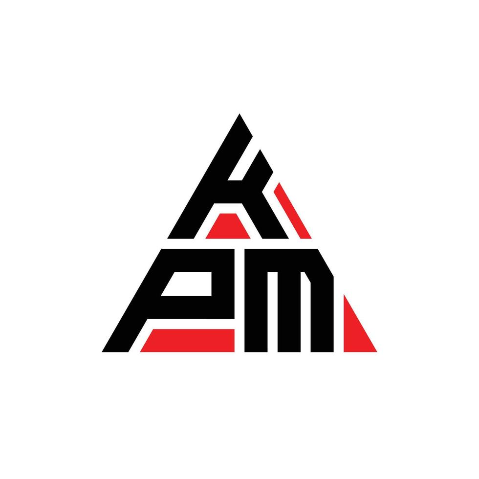 diseño de logotipo de letra triangular kpm con forma de triángulo. monograma de diseño del logotipo del triángulo kpm. plantilla de logotipo de vector de triángulo kpm con color rojo. logotipo triangular kpm logotipo simple, elegante y lujoso.