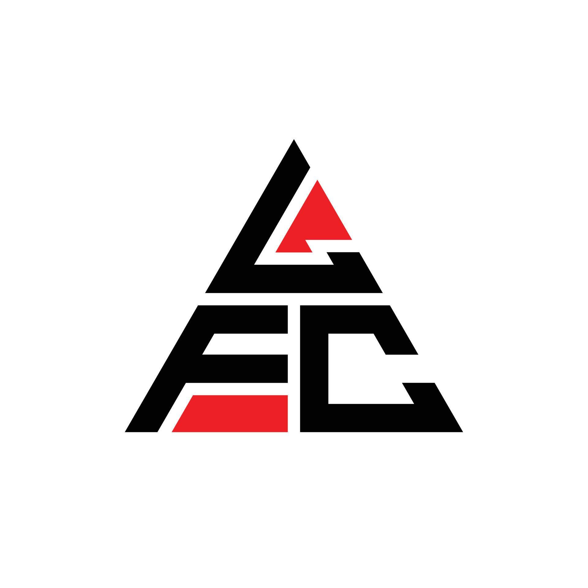 LFC triangle letter logo design with triangle shape. LFC triangle logo