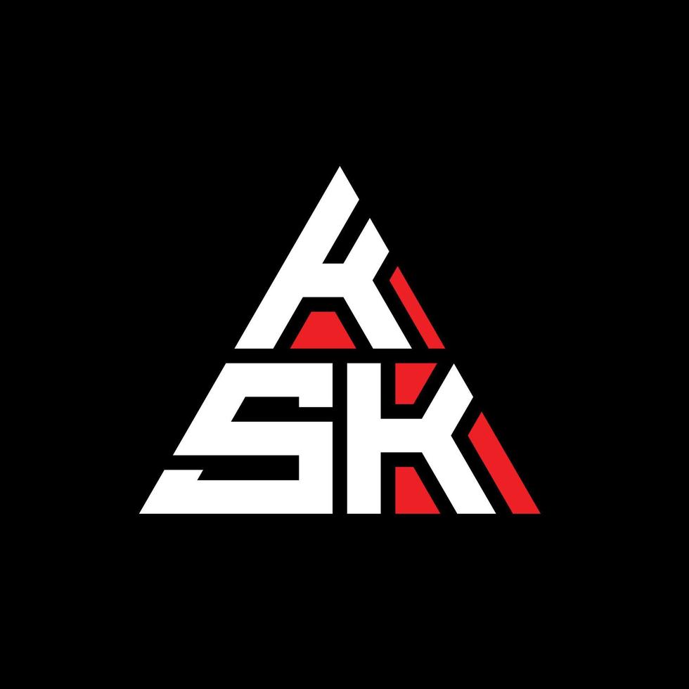 diseño de logotipo de letra triangular ksk con forma de triángulo. monograma de diseño del logotipo del triángulo ksk. plantilla de logotipo de vector de triángulo ksk con color rojo. logo triangular ksk logo simple, elegante y lujoso.