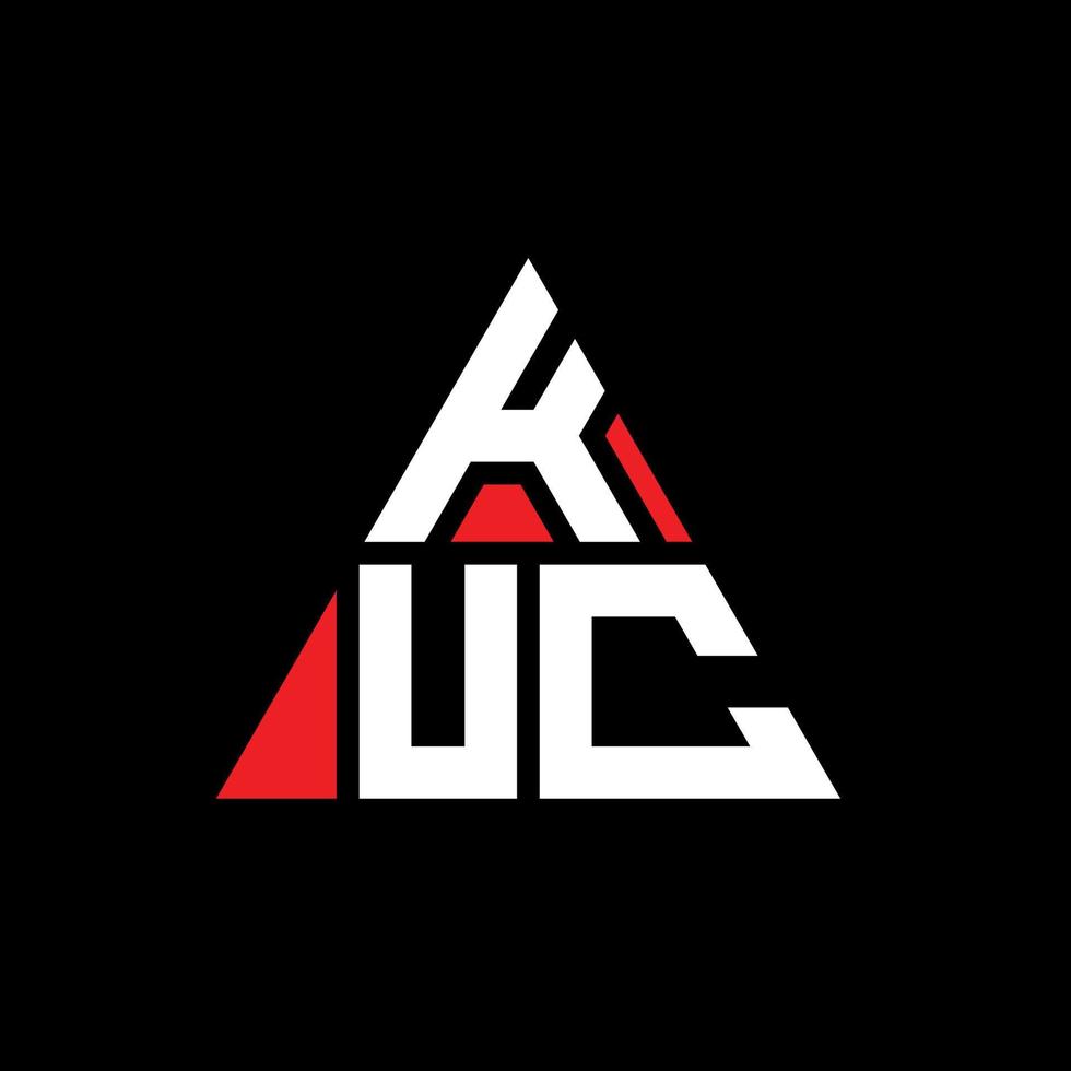 KUC triangle letter logo design with triangle shape. KUC triangle logo design monogram. KUC triangle vector logo template with red color. KUC triangular logo Simple, Elegant, and Luxurious Logo.