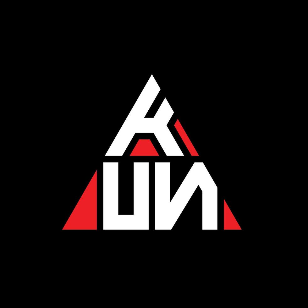 diseño del logotipo de la letra del triángulo kun con forma de triángulo. monograma de diseño del logotipo del triángulo kun. plantilla de logotipo de vector de triángulo kun con color rojo. logo triangular kun logo simple, elegante y lujoso.