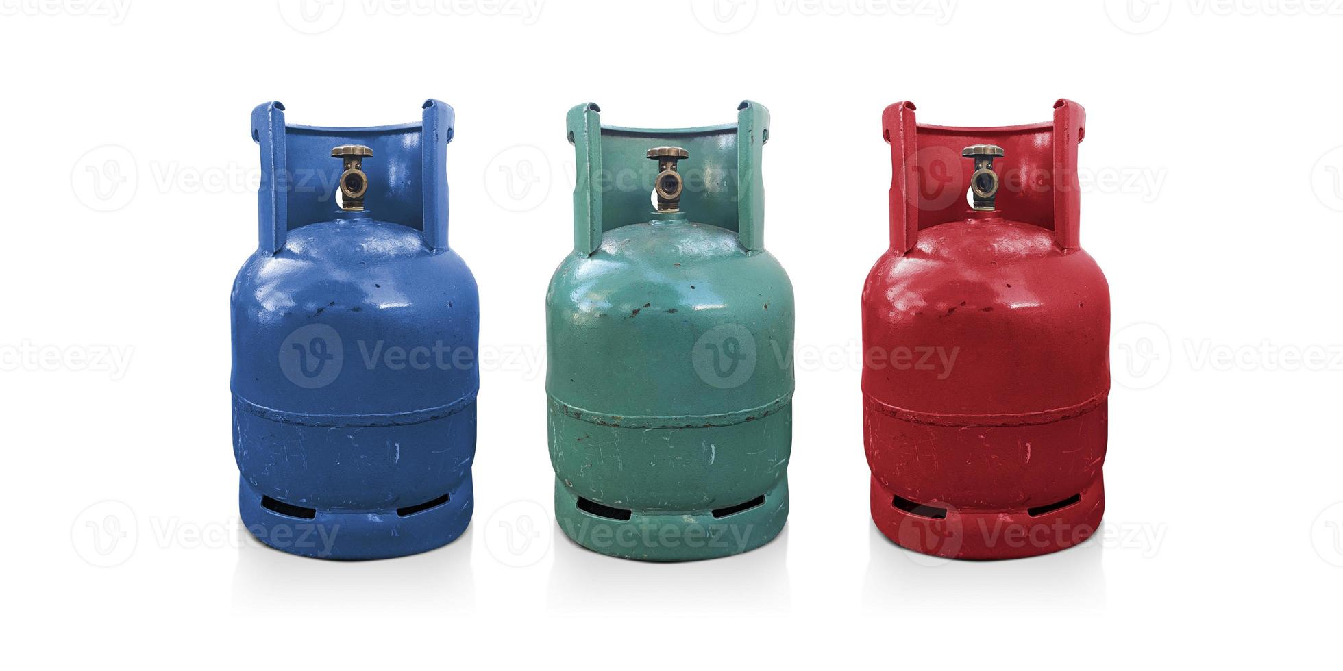 Old gas tanks isolated on white background photo