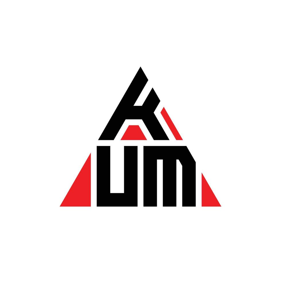 diseño de logotipo de letra triangular kum con forma de triángulo. monograma de diseño del logotipo del triángulo kum. plantilla de logotipo de vector de triángulo kum con color rojo. logo triangular kum logo simple, elegante y lujoso.