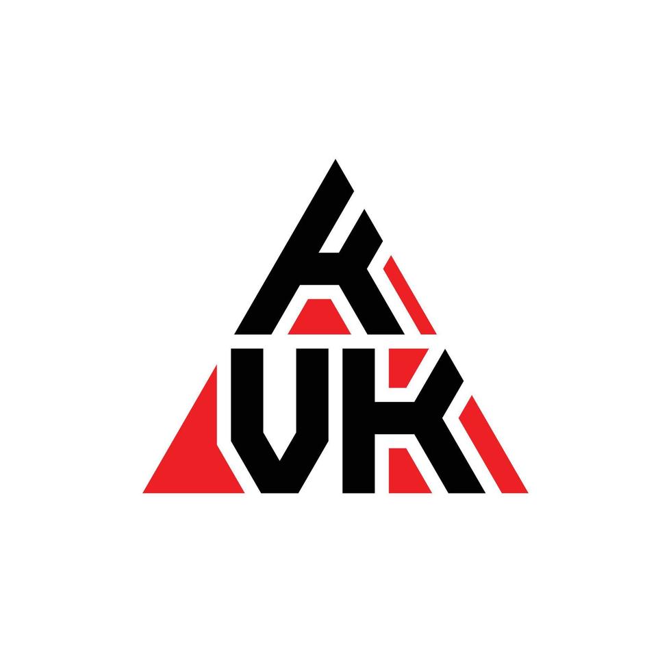 Diseño de logotipo de letra triangular kvk con forma de triángulo. monograma de diseño del logotipo del triángulo kvk. plantilla de logotipo de vector de triángulo kvk con color rojo. logotipo triangular kvk logotipo simple, elegante y lujoso.