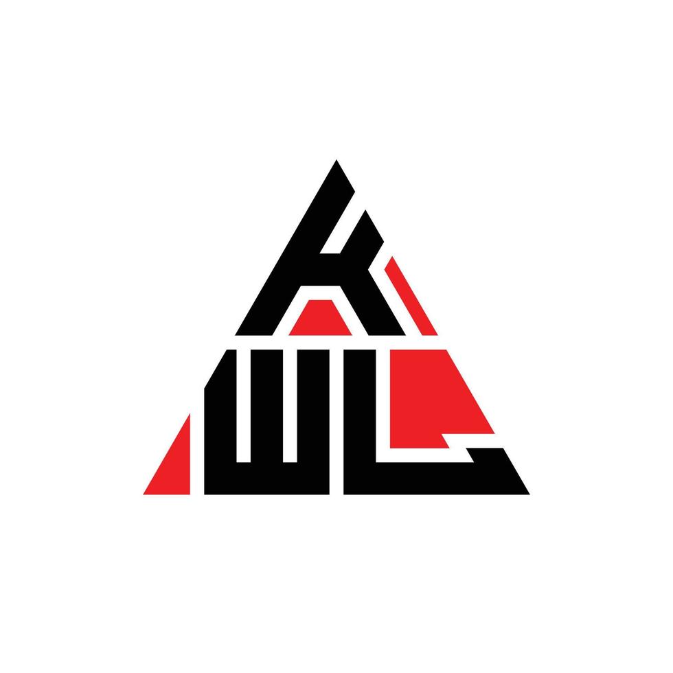 diseño de logotipo de letra triangular kwl con forma de triángulo. monograma de diseño del logotipo del triángulo kwl. plantilla de logotipo de vector de triángulo kwl con color rojo. logotipo triangular kwl logotipo simple, elegante y lujoso.