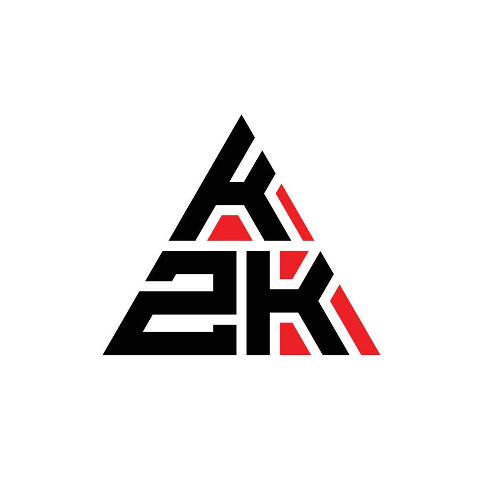 KZK triangle letter logo design with triangle shape. KZK triangle logo design monogram. KZK triangle vector logo template with red color. KZK triangular logo Simple, Elegant, and Luxurious Logo.