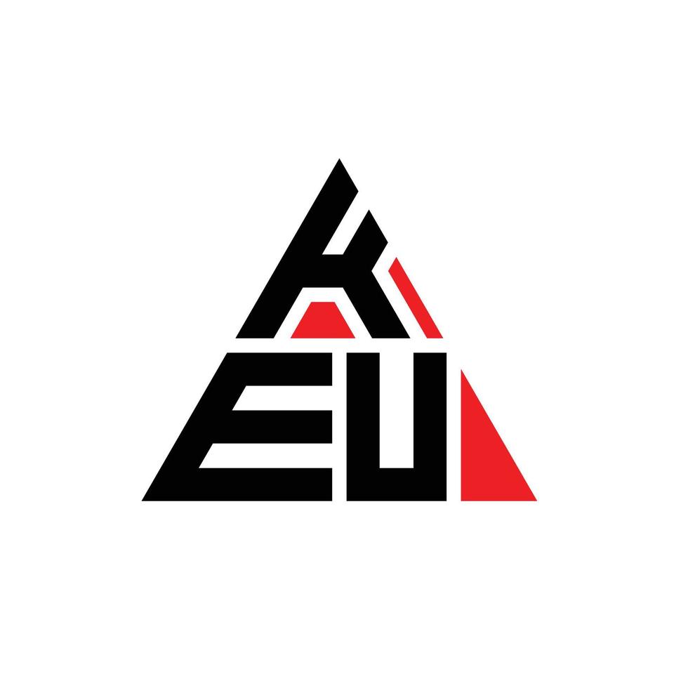 KEU triangle letter logo design with triangle shape. KEU triangle logo design monogram. KEU triangle vector logo template with red color. KEU triangular logo Simple, Elegant, and Luxurious Logo.