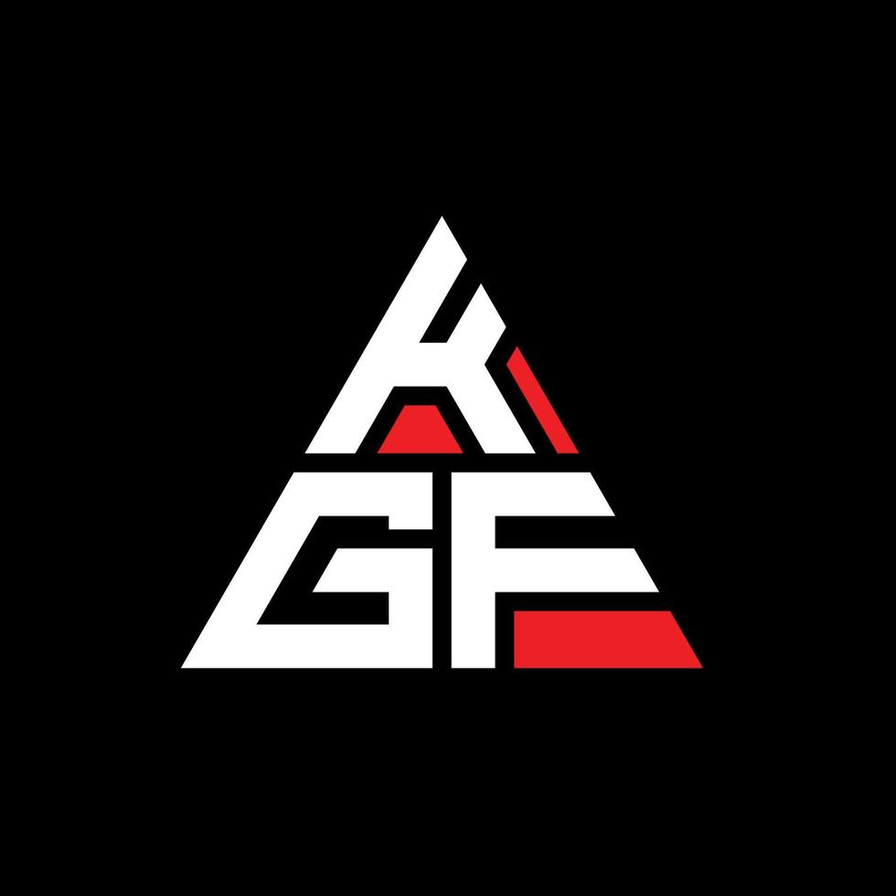 KGF triangle letter logo design with triangle shape. KGF triangle logo design monogram. KGF triangle vector logo template with red color. KGF triangular logo Simple, Elegant, and Luxurious Logo.