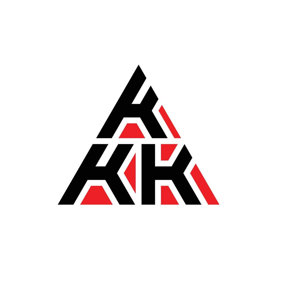 KKK triangle letter logo design with triangle shape. KKK triangle logo design monogram. KKK triangle vector logo template with red color. KKK triangular logo Simple, Elegant, and Luxurious Logo.