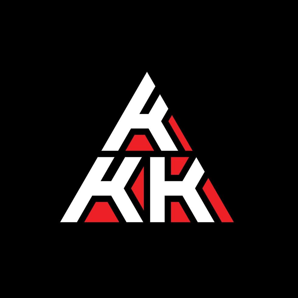 diseño de logotipo de letra triangular kkk con forma de triángulo. monograma de diseño del logotipo del triángulo kkk. plantilla de logotipo de vector de triángulo kkk con color rojo. logotipo triangular kkk logotipo simple, elegante y lujoso.