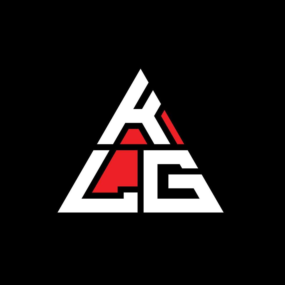 KLG triangle letter logo design with triangle shape. KLG triangle logo design monogram. KLG triangle vector logo template with red color. KLG triangular logo Simple, Elegant, and Luxurious Logo.