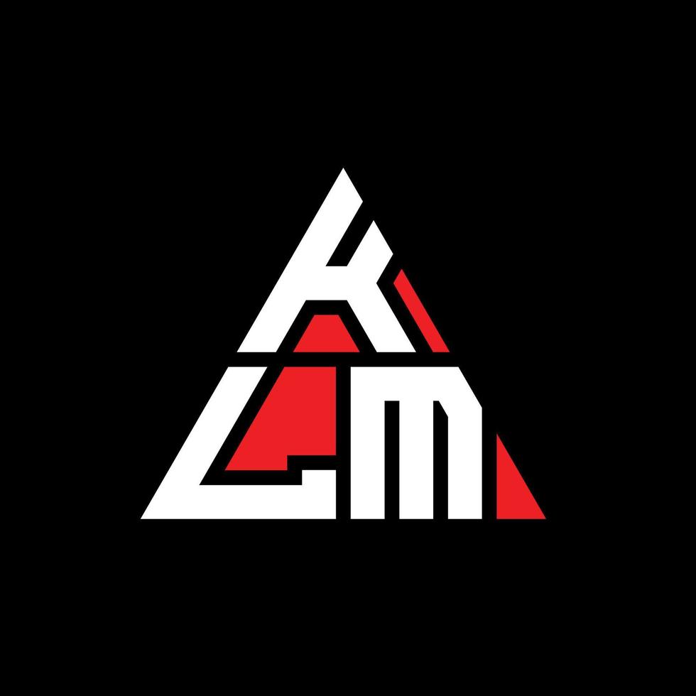 diseño de logotipo de letra triangular klm con forma de triángulo. monograma de diseño del logotipo del triángulo klm. plantilla de logotipo de vector de triángulo klm con color rojo. logotipo triangular klm logotipo simple, elegante y lujoso.