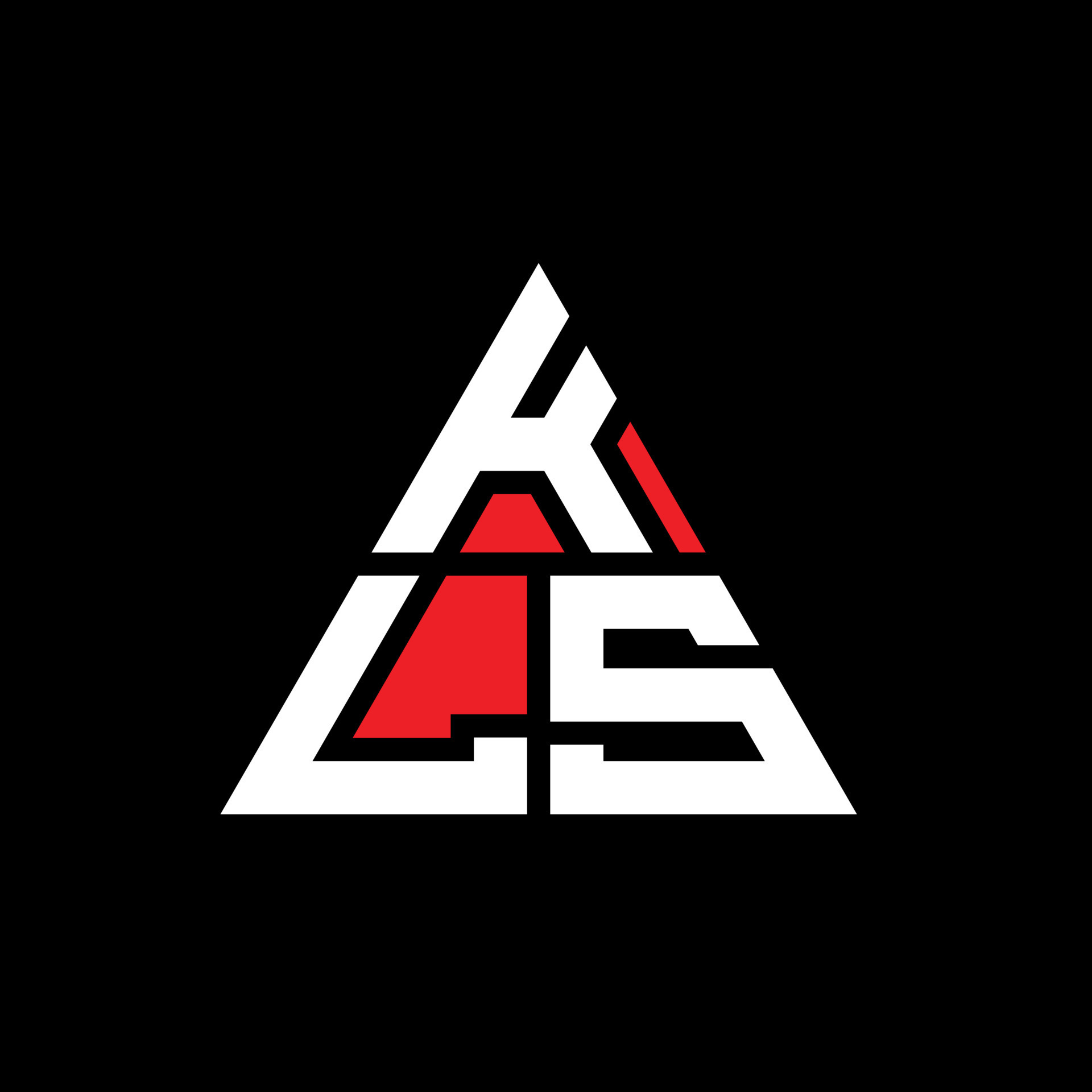 KLS triangle letter logo design with triangle shape. KLS triangle logo