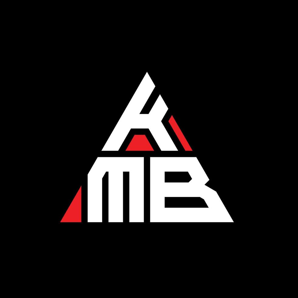 KMB triangle letter logo design with triangle shape. KMB triangle logo design monogram. KMB triangle vector logo template with red color. KMB triangular logo Simple, Elegant, and Luxurious Logo.